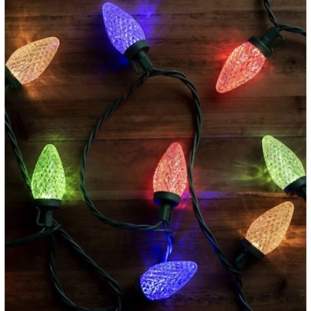 GE Color Choice 50 LED Dual Color C9 Lights Multicolor Or Warm White Green Wire